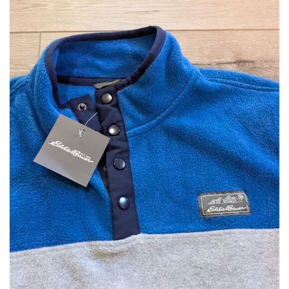 NWT Eddie Bauer Blue Gray Fleece Sweater Jacket Youth Boys Size M 10-12 - Picture 2 of 8